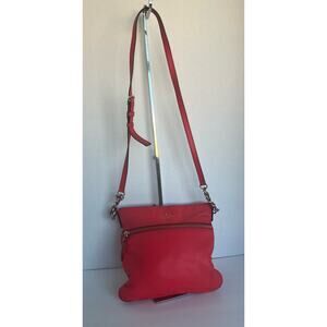 Kate Spade Red/Orange Swingpack Crossbody Pebbled Leather Chain Hardware